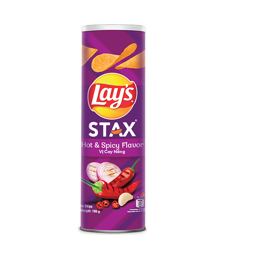Lay's Stax Potato Chips Snack 100g x 16 Hot Spicy Flavour